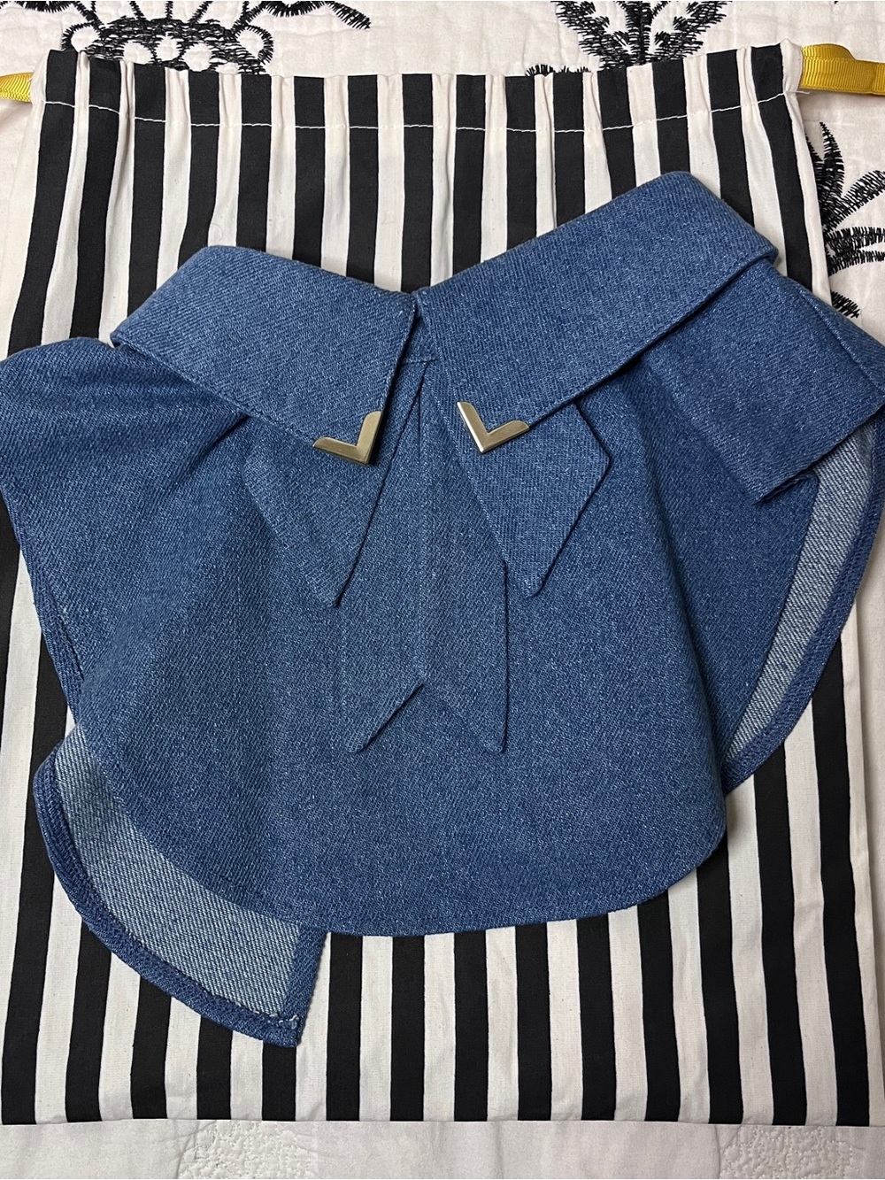Lele Sadoughi Blue Denim Collar with metal Accents